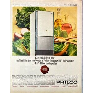Philco Instant Cold Refrigerator "Philco Lasting Value" Vintage Print Ad 1964